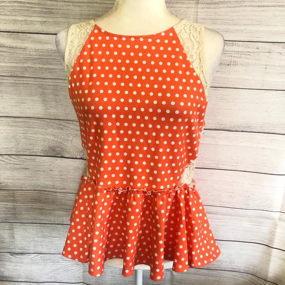 Love Fire | Lace Polka Dot Peplum Top